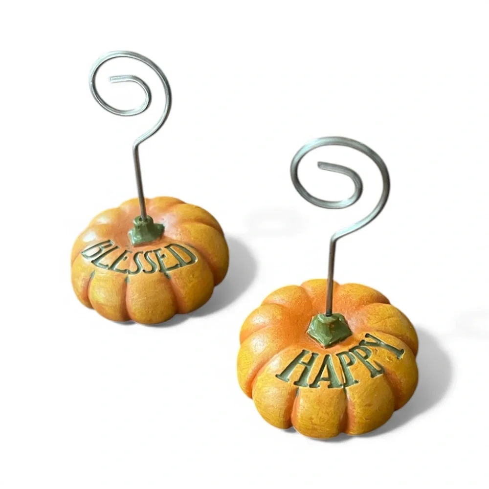 Pumpkin Place Card/Photo Holders - Blessed & Happy